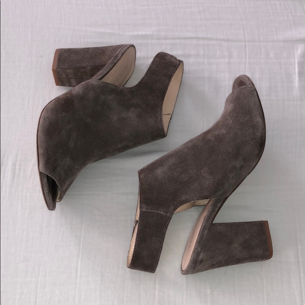 Brown Suede Open Toe Heels